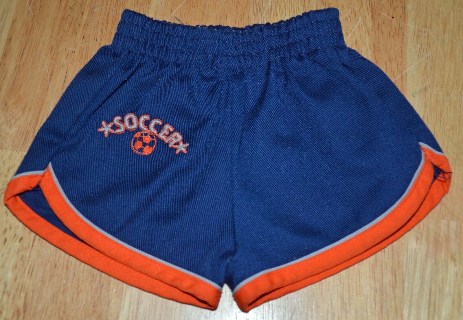 Vintage Child's Health-tex Blue Gray & Orange Shorts W Soccer Design Size 2t Guc