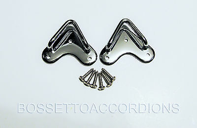 Set Of 2 Accordion Shoulder Straps Brackets Fixing Clasp Hohner Style From Italy