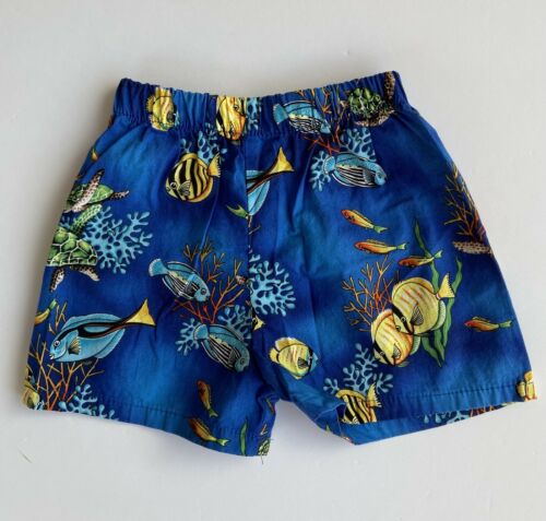 Vintage 90’s Hawaiian Shorts Toddler Boys Sz.range 18m-3t Coral Reef Fish Beach