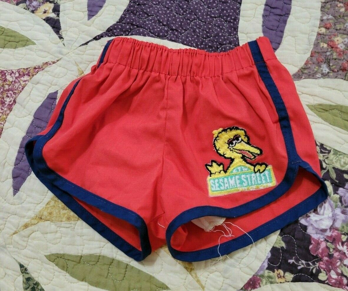 Vintage Tomcraft Jr Boys Jcpenny Sesame Street Big Bird Red Shorts Size 4-5